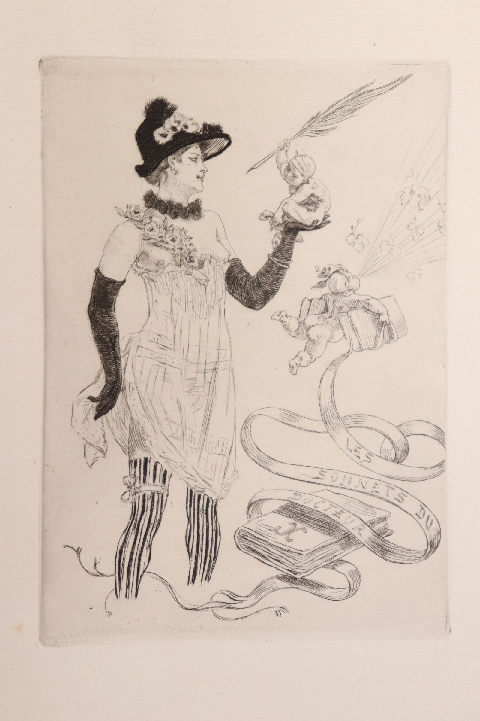 Félicien Rops. Eau-forte originale de 1884 pour les Sonnets du Docteur. 350 ex.