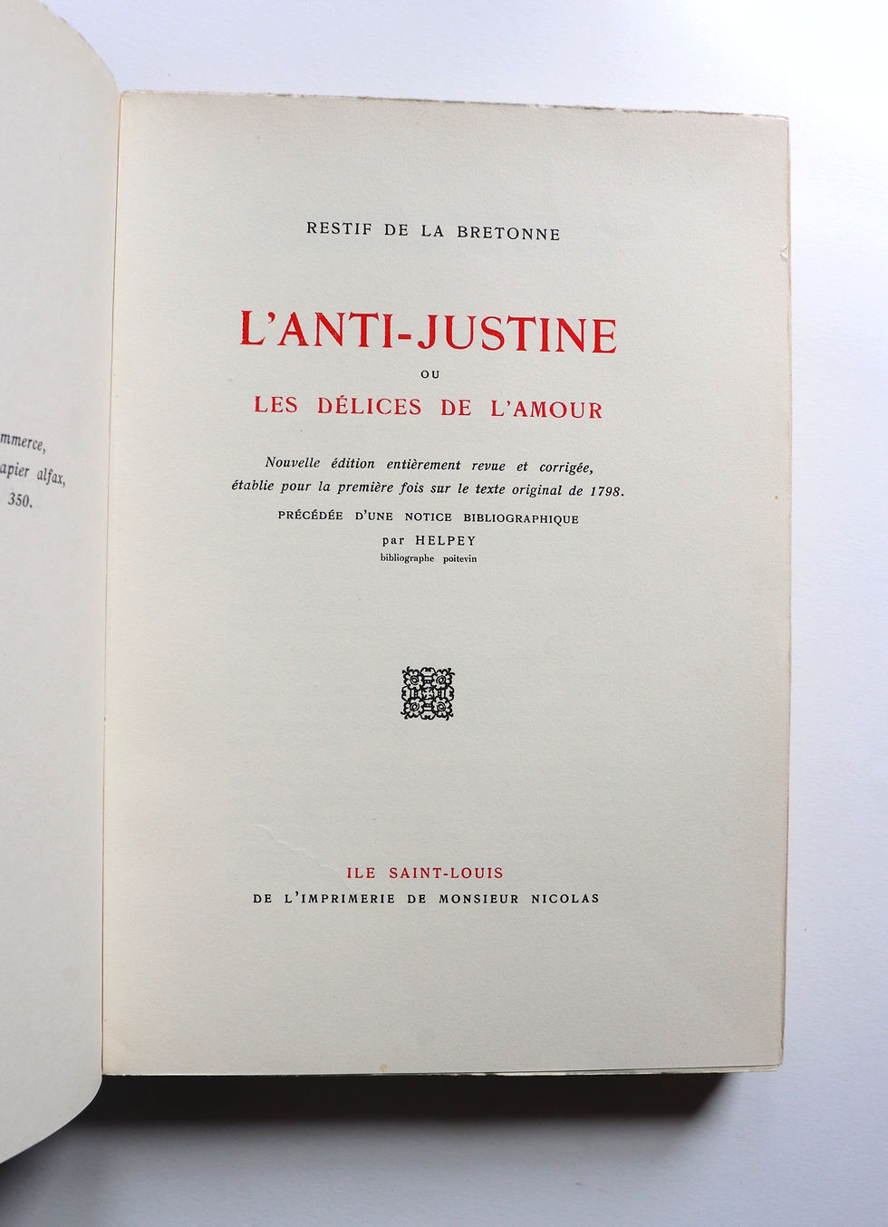 Miniature : L'Anti-Justine de Restif de La Bretonne (1929). 12 aquatintes avec 6 dessins.