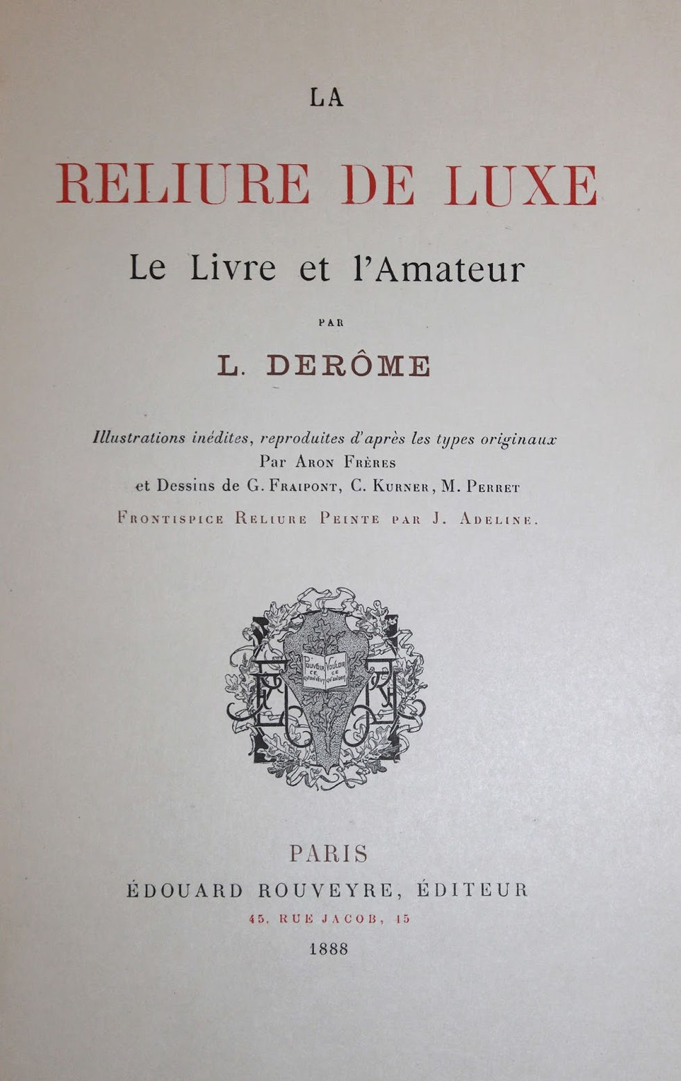 Miniature : La Reliure de Luxe, Le Livre et L'Amateur par L. Derome (1888). 1/60 Japon