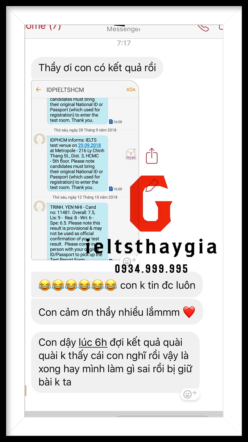 Cam kết ielts 6.5 lấy 7.5