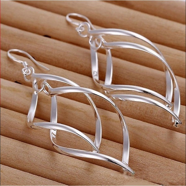 Thumbnail: Silver Dangled Spiral Earrings