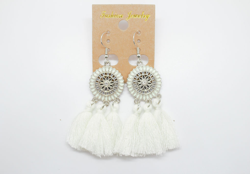 Thumbnail: Round Vintage 3 Tassel Earring