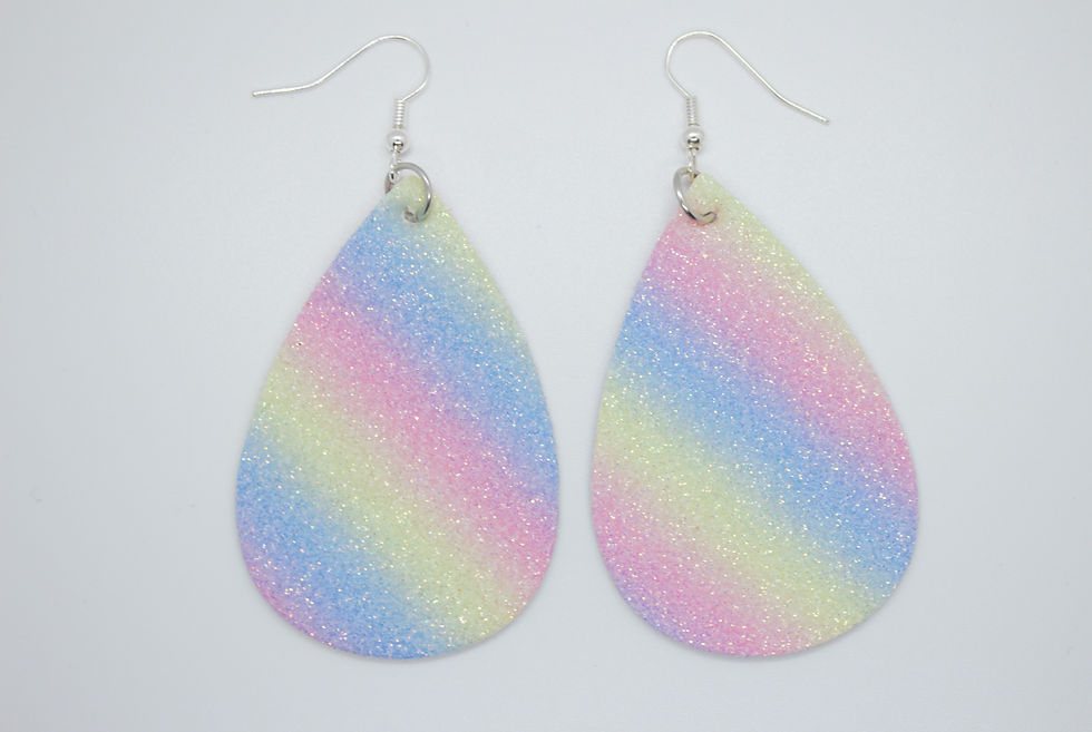 Thumbnail: Pleather Sequenced Tear Drop Earrings