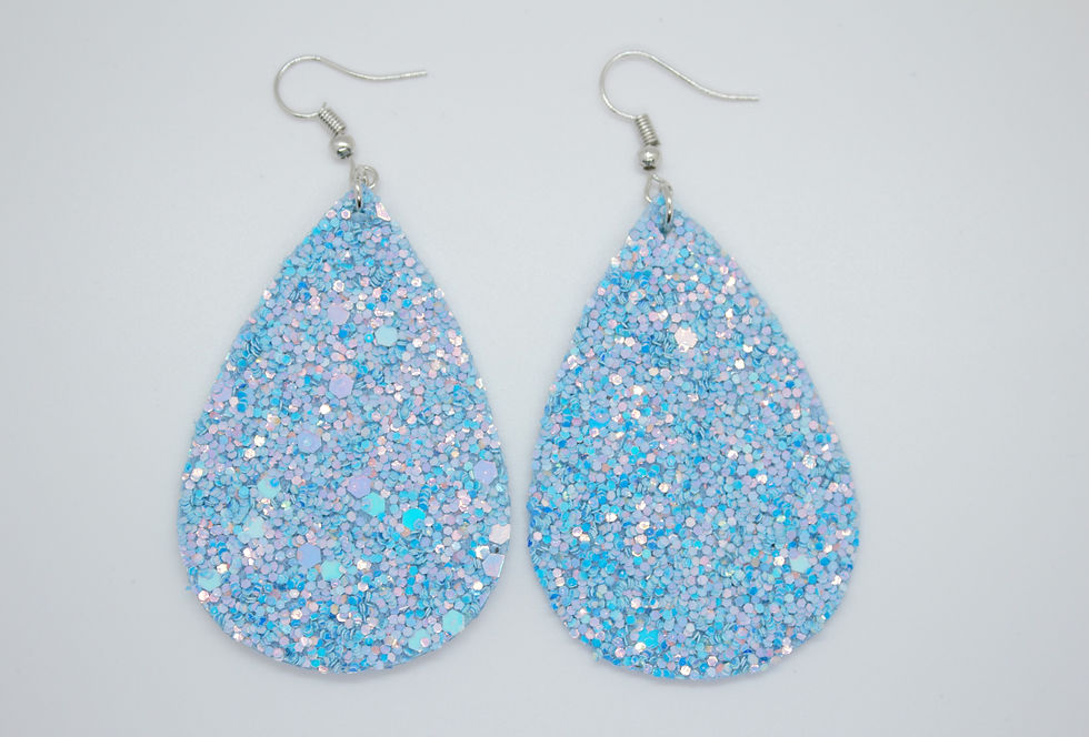 Thumbnail: Pleather Sequenced Tear Drop Earrings