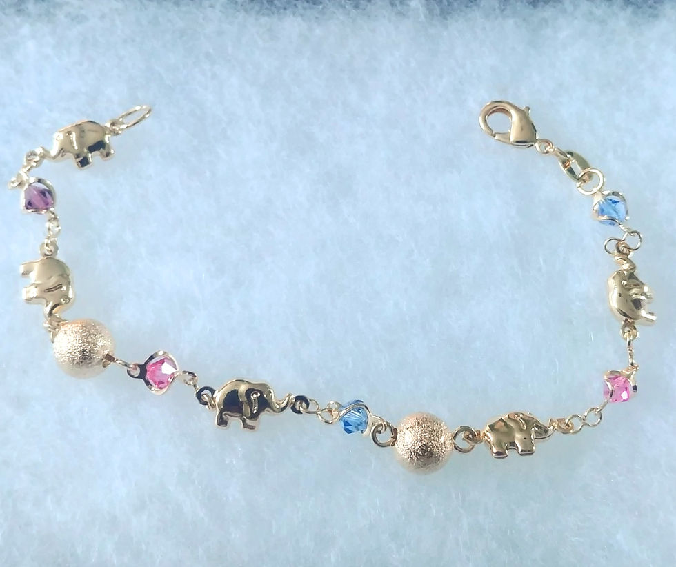 Thumbnail: Dainty Bead Multi Color Elephant Chain Bracelet