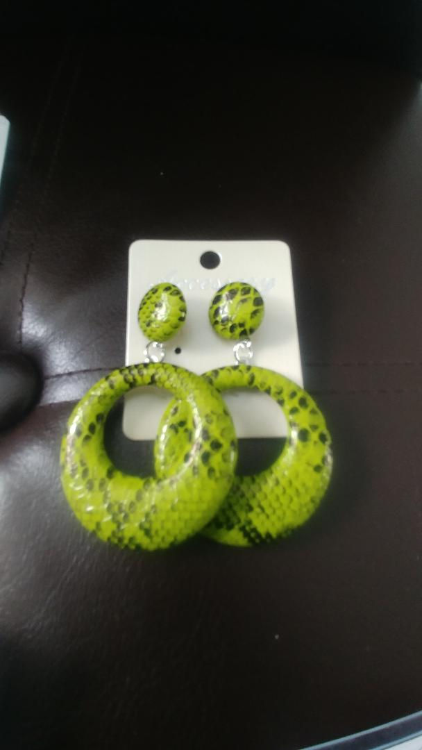Thumbnail: Round Snake Print Earrings