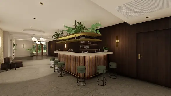 Bar de la grange aménagé pour réception et moments de convivialité dans un domaine en Occitanie