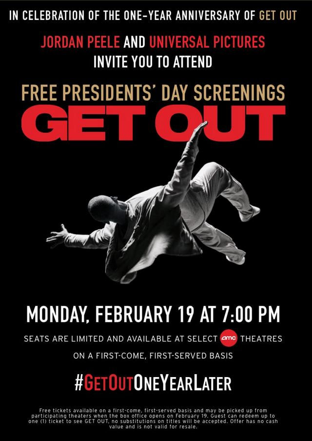 Free Presidents Day Screening GET OUT