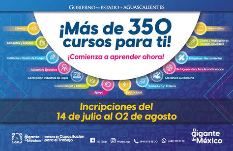 ABREN INSCRIPCIONES PARA CURSOS DE CAPACITACIÓN EN AGUASCALIENTES