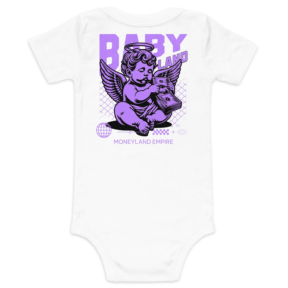 Thumbnail: Baby Boy Short Sleeve One Piece- Baby Land Purple Logo