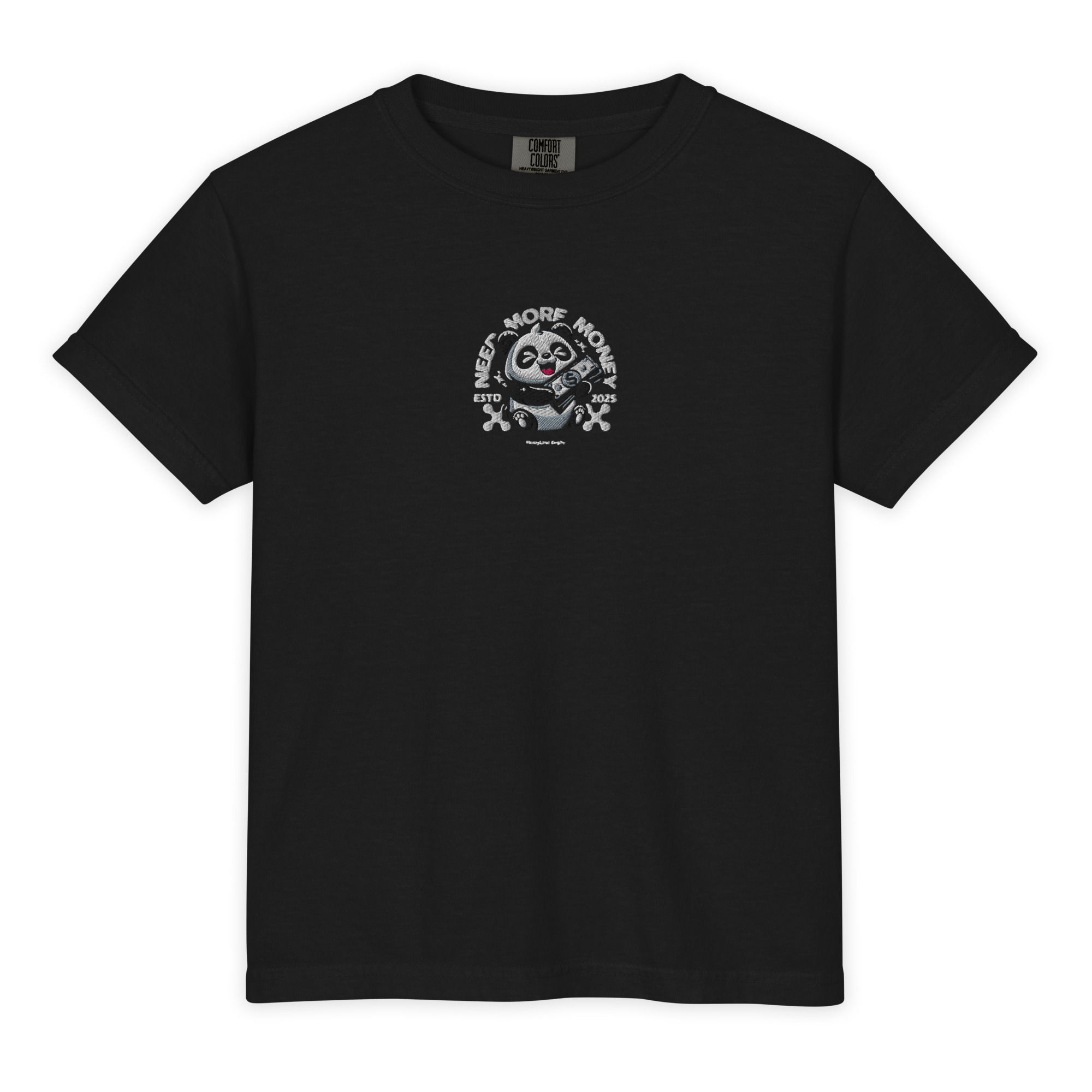 Youth Girls Heavyweight Tee- Embroidered Panda Logo