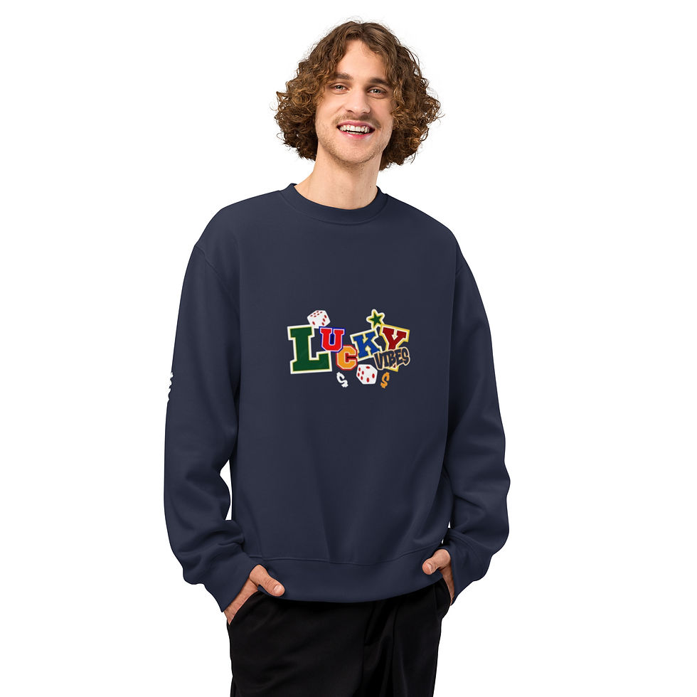 Thumbnail: Mens Oversized Heavyweight Sweatshirt- MLE Lucky Vibes Design Multi Color