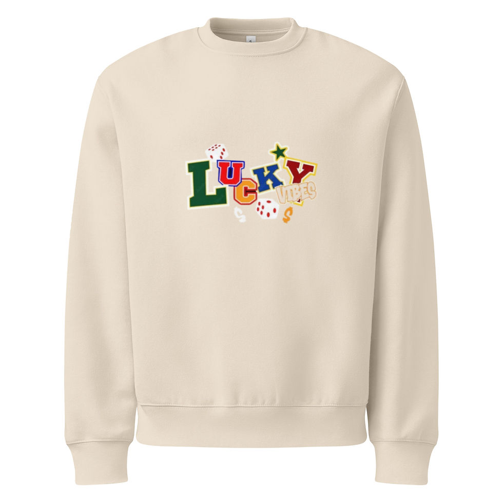 Thumbnail: Mens Oversized Heavyweight Sweatshirt- MLE Lucky Vibes Design Multi Color