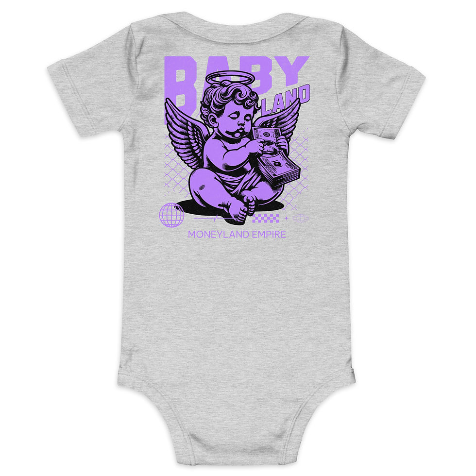Thumbnail: Baby Boy Short Sleeve One Piece- Baby Land Purple Logo