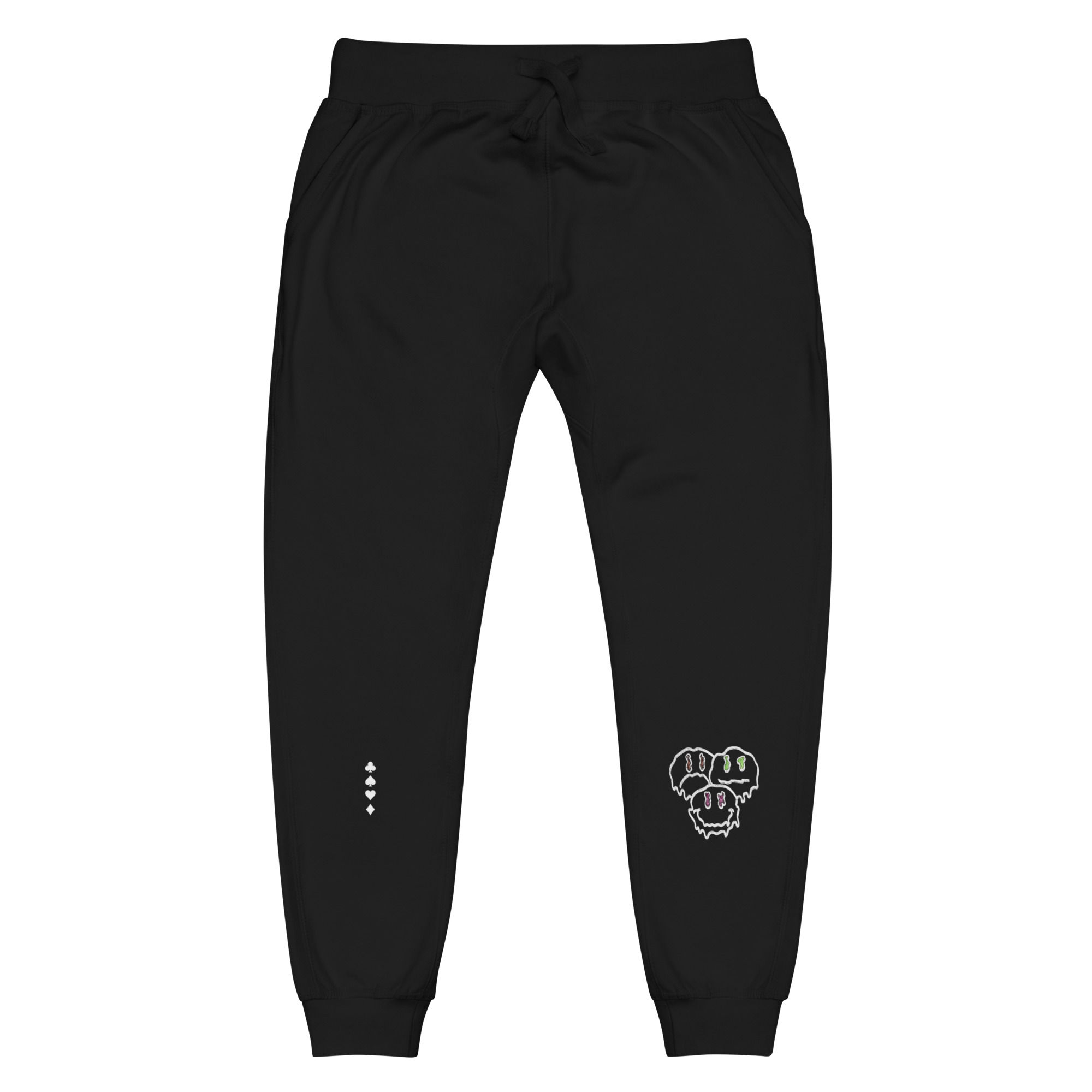 Men's Fleece Sweatpants- MLE Black Three Face Multi Color Design