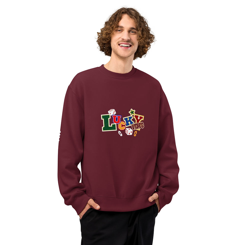 Thumbnail: Mens Oversized Heavyweight Sweatshirt- MLE Lucky Vibes Design Multi Color