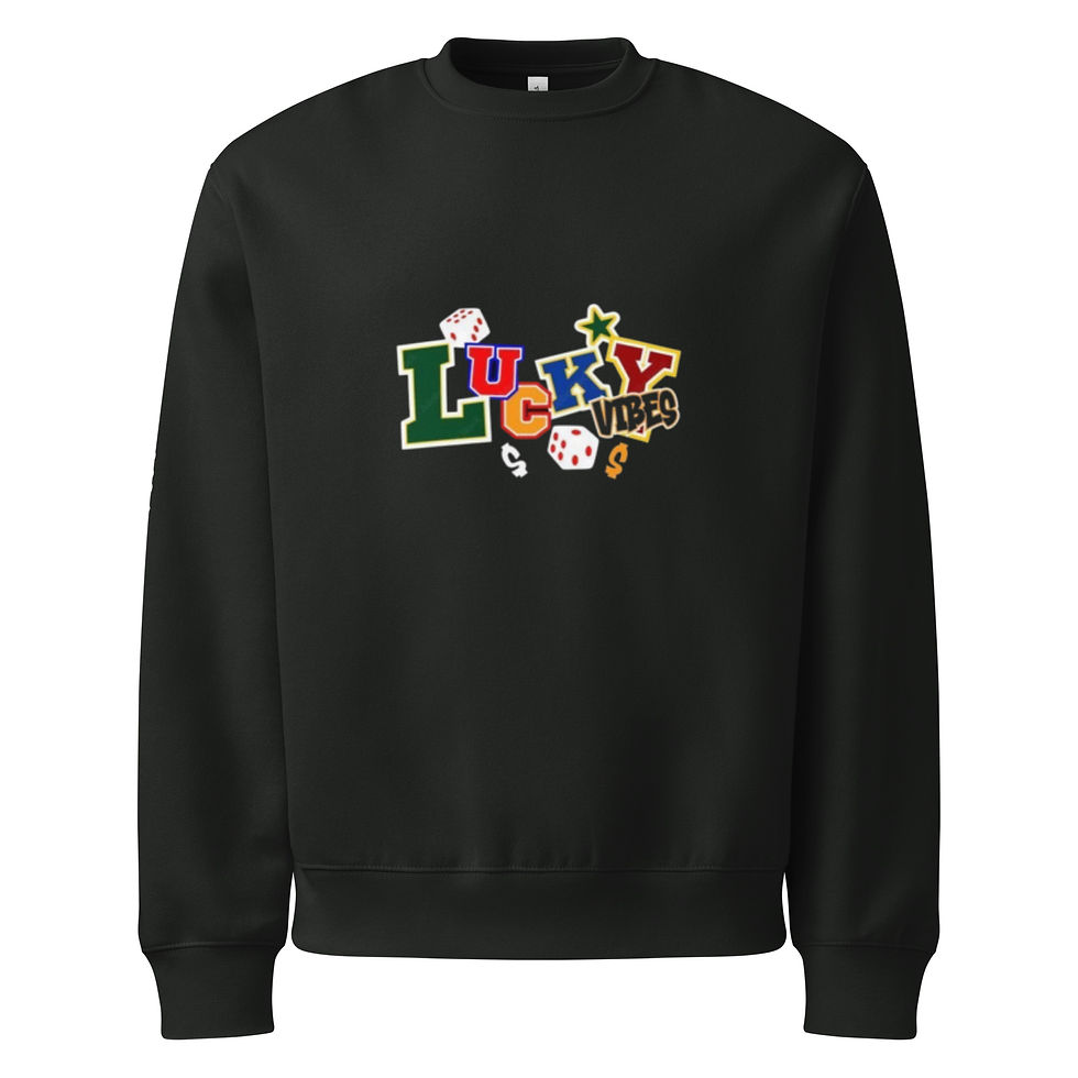 Thumbnail: Mens Oversized Heavyweight Sweatshirt- MLE Lucky Vibes Design Multi Color