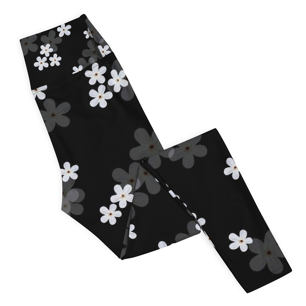 Thumbnail: Women’s Premium Yoga Leggings - White Flowers Design