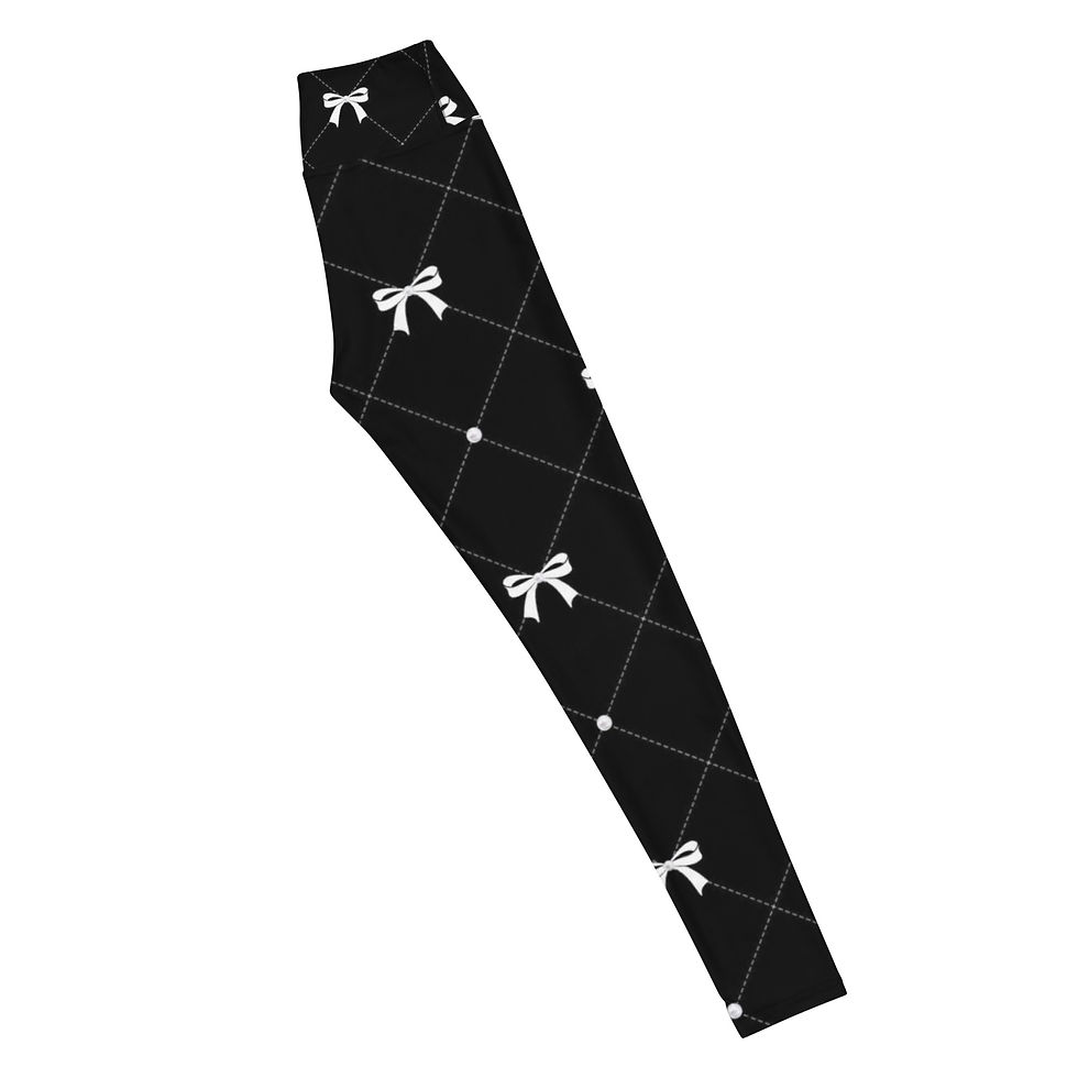 Thumbnail: Women's Premium Yoga Leggings- White Bow 