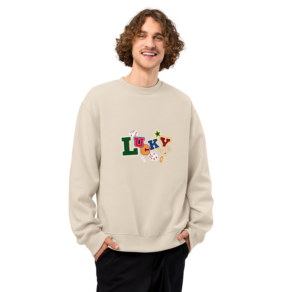 Thumbnail: Mens Oversized Heavyweight Sweatshirt- MLE Lucky Vibes Design Multi Color