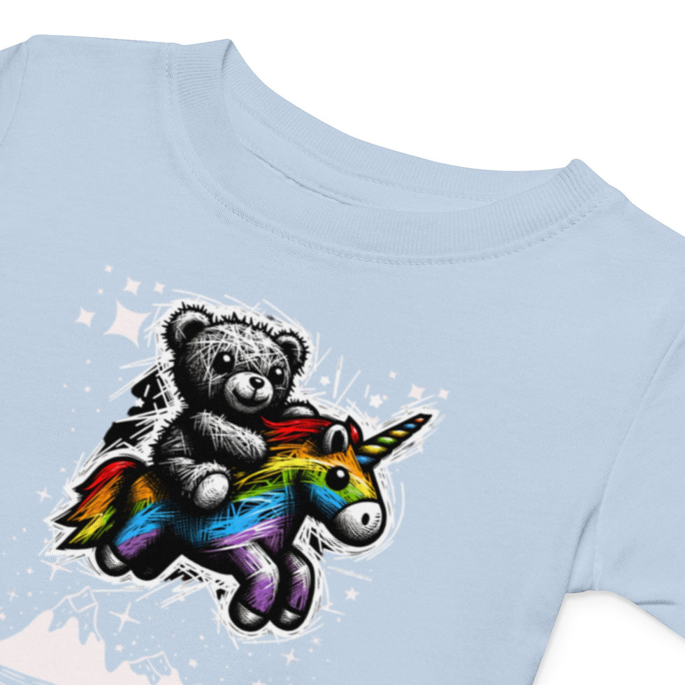 Thumbnail: Baby Girl Jersey Tee- Rainbow Teddy