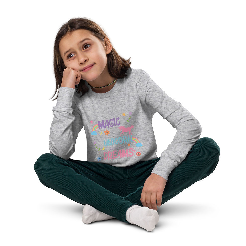 Thumbnail: Youth Girls Long Sleeve Tee - MLE Unicorn design
