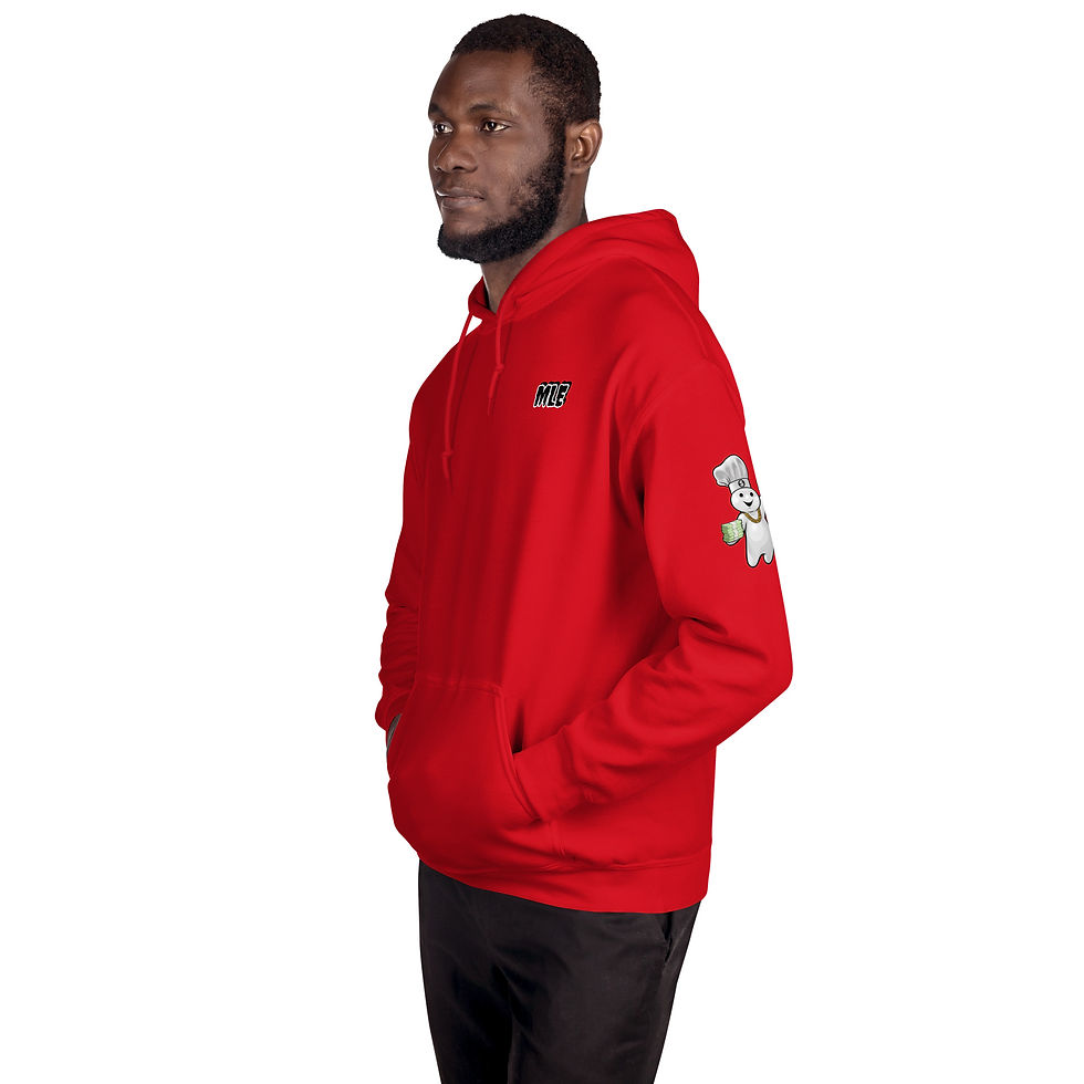 Thumbnail: Mens Premium Heavy Blend Hoodie- Red MLE Design Logos