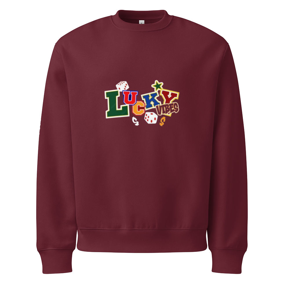 Thumbnail: Mens Oversized Heavyweight Sweatshirt- MLE Lucky Vibes Design Multi Color