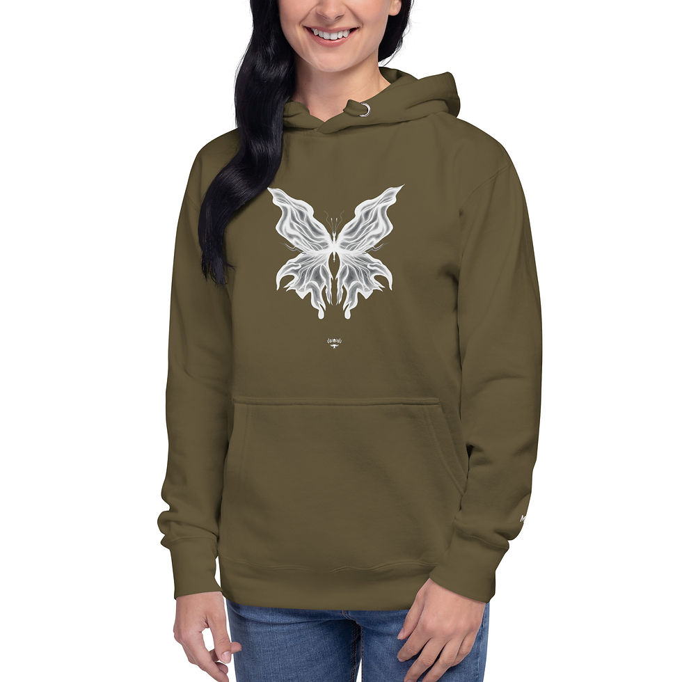 Thumbnail: Women’s Premium Cotton Pullover Hoodie- MLE Butterfly Design