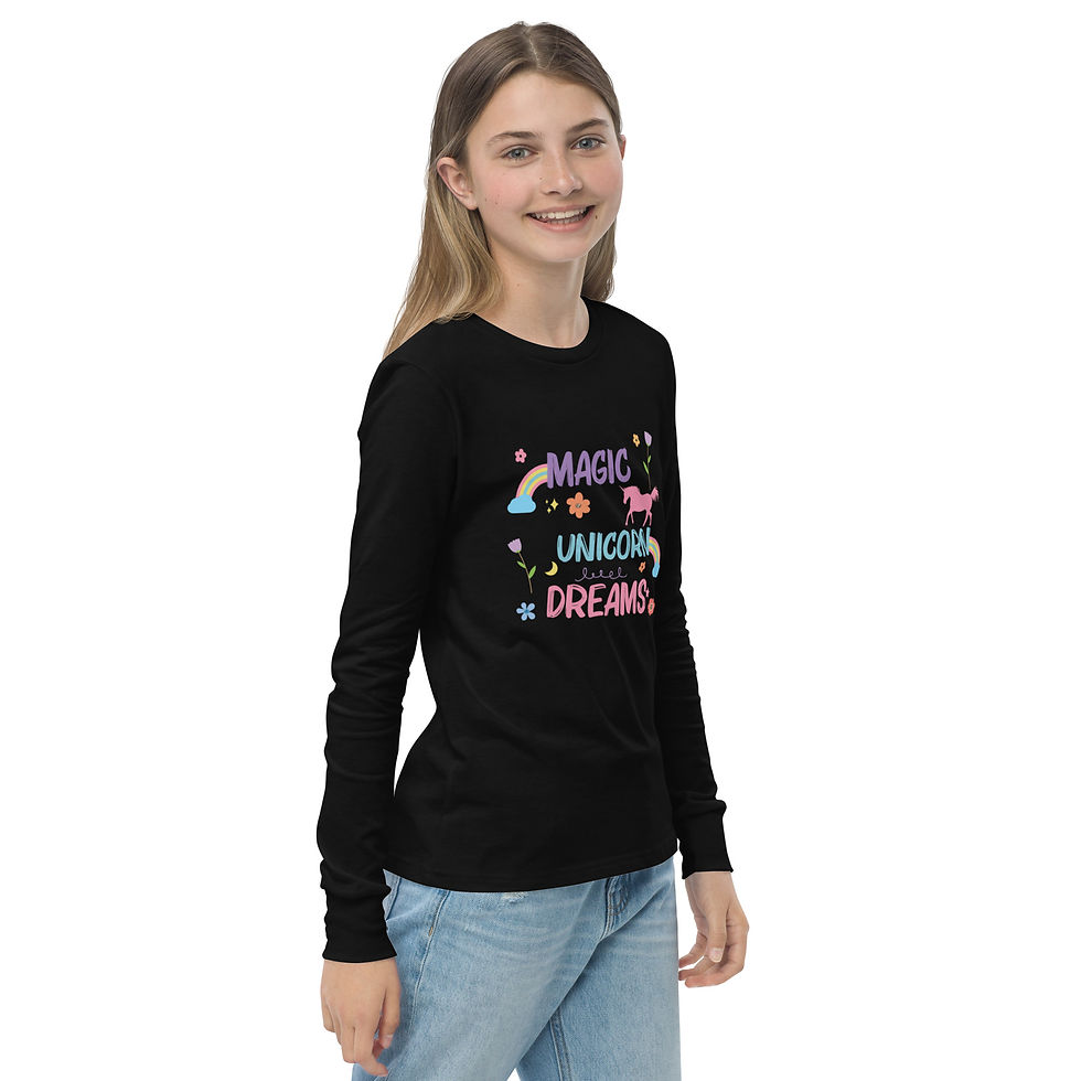 Thumbnail: Youth Girls Long Sleeve Tee - MLE Unicorn design
