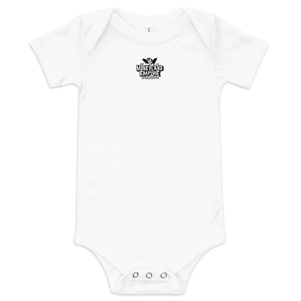 Thumbnail: Baby Boy Short Sleeve One Piece- Baby Land Purple Logo