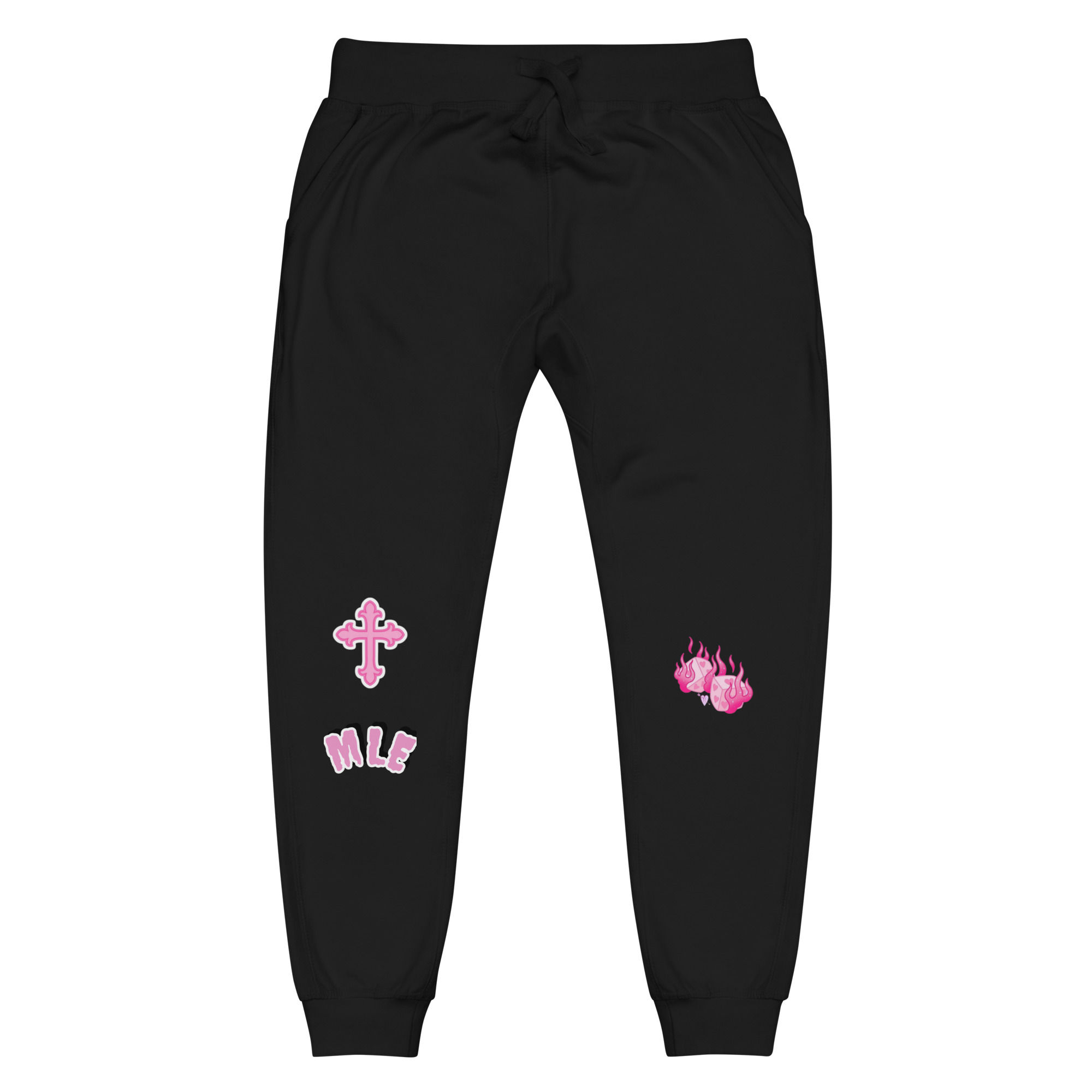 Womens Fleece Sweatpants - MLE Pink Logo Design