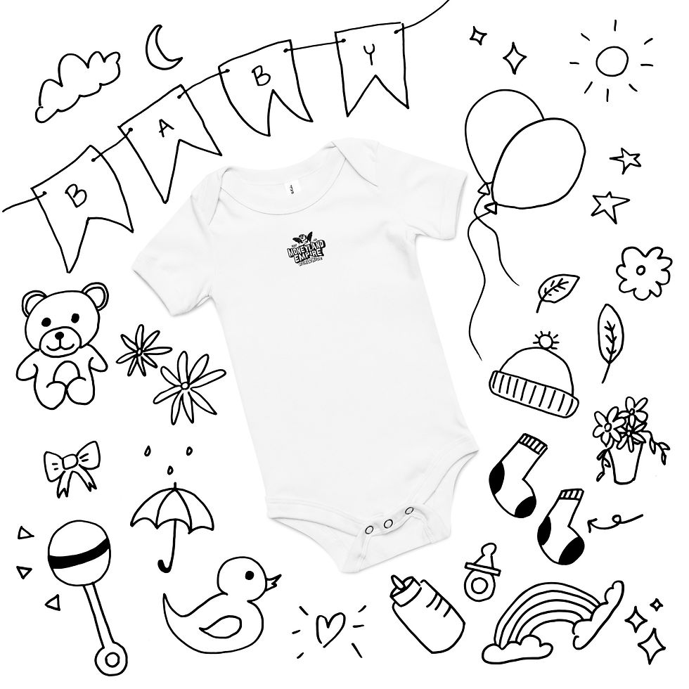 Thumbnail: Baby Boy Short Sleeve One Piece- Baby Land Purple Logo
