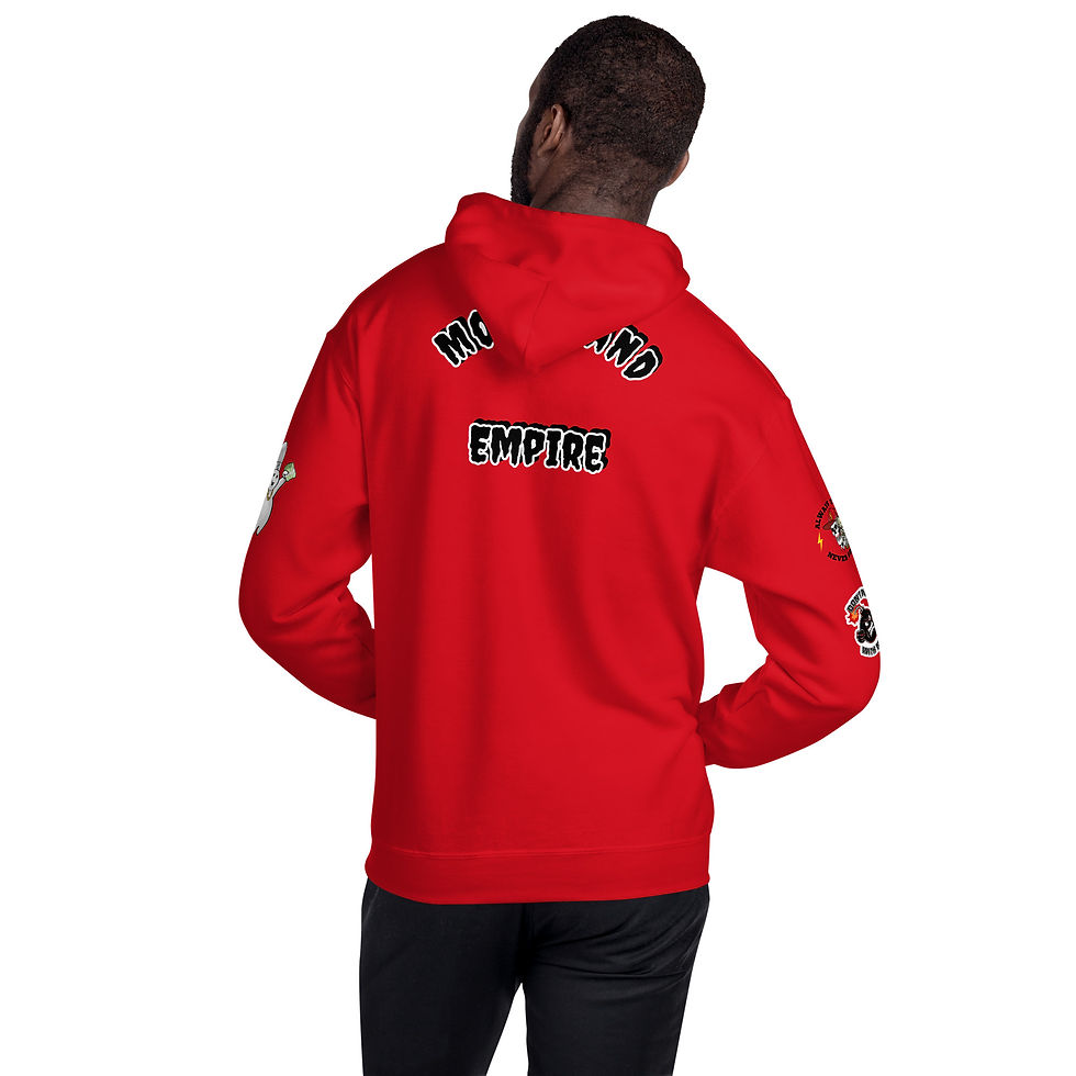 Thumbnail: Mens Premium Heavy Blend Hoodie- Red MLE Design Logos