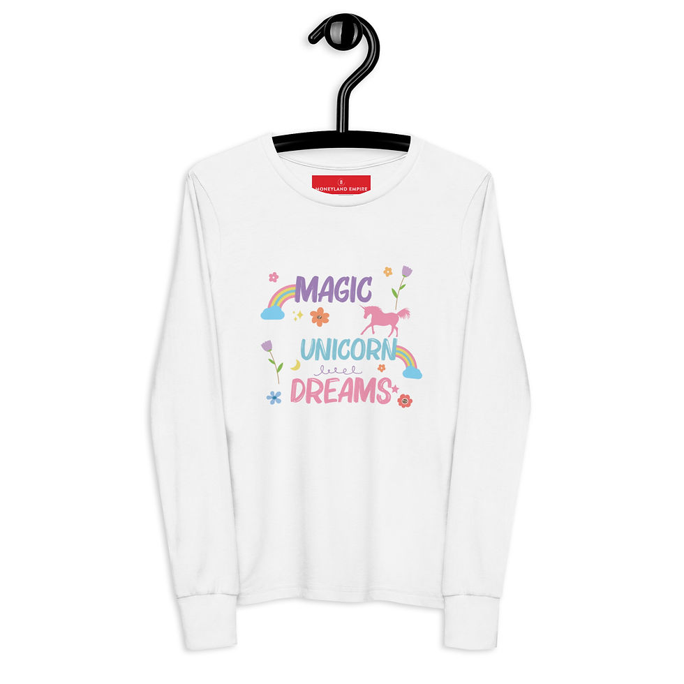 Thumbnail: Youth Girls Long Sleeve Tee - MLE Unicorn design