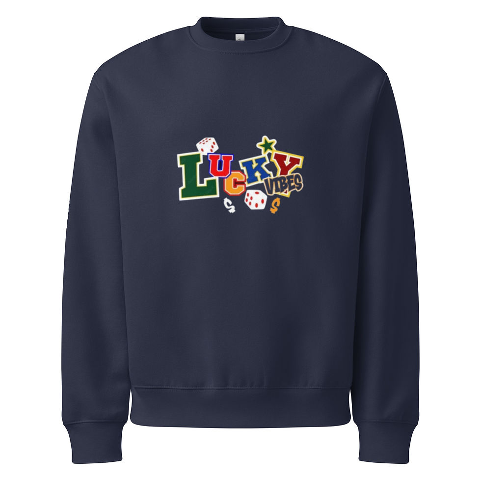 Thumbnail: Mens Oversized Heavyweight Sweatshirt- MLE Lucky Vibes Design Multi Color