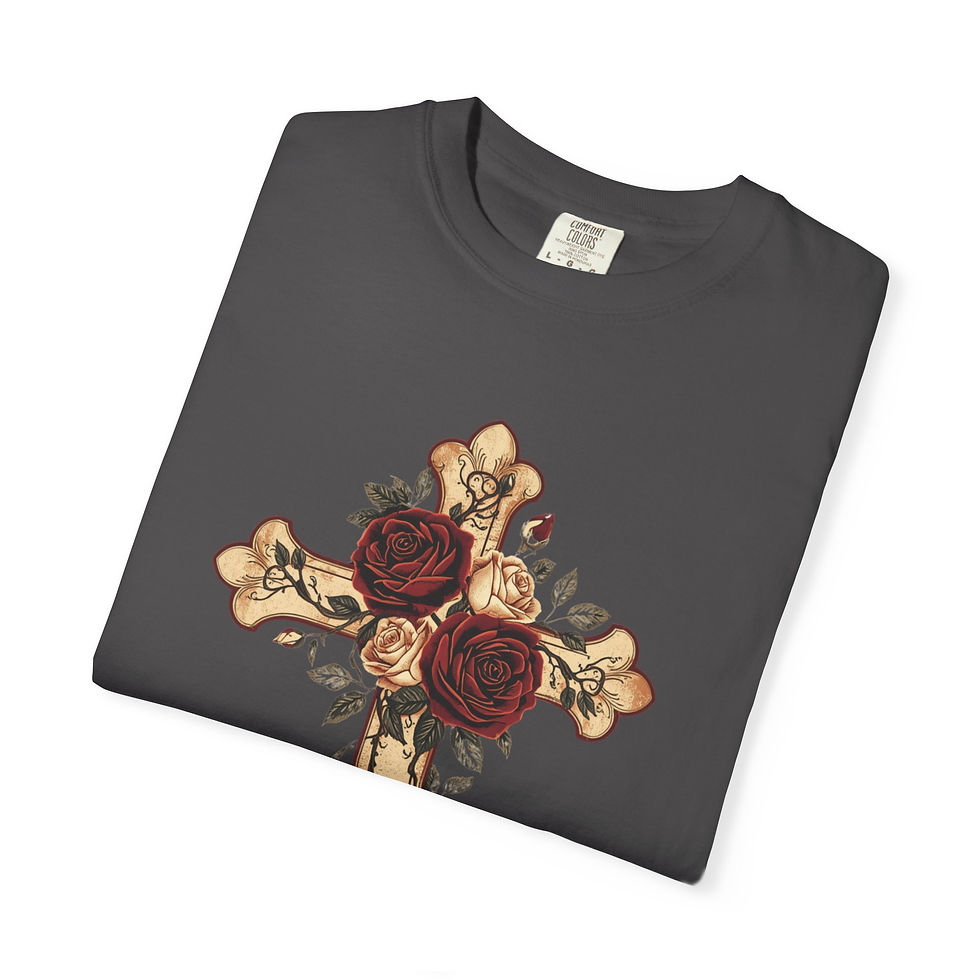 Thumbnail: Redeemed Cross T-Shirt — Floral Christian Faith Tee