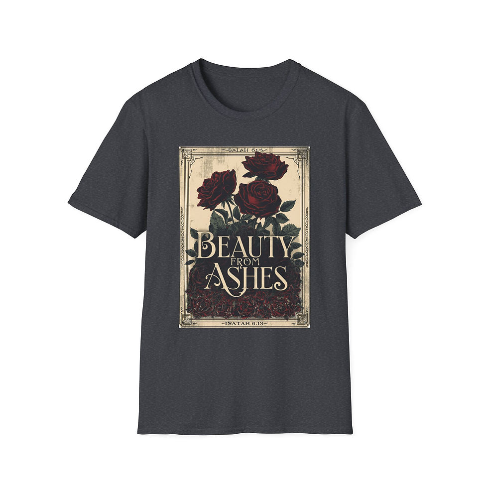 Thumbnail: Beauty From Ashes Rose T‑Shirt — Vintage Gothic Floral Tee