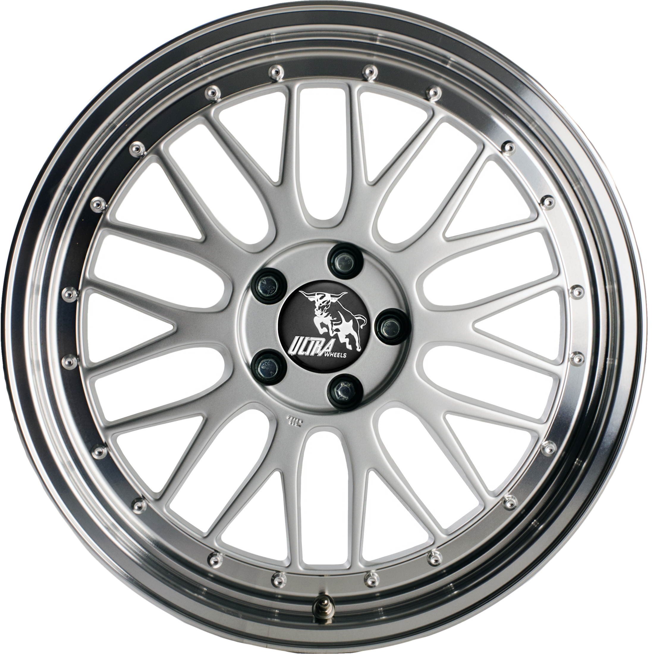 Ultra Wheels UA3 LM SILVER / LIP POLISHED 8,5J x 19 5x108 ET40 Frontansicht