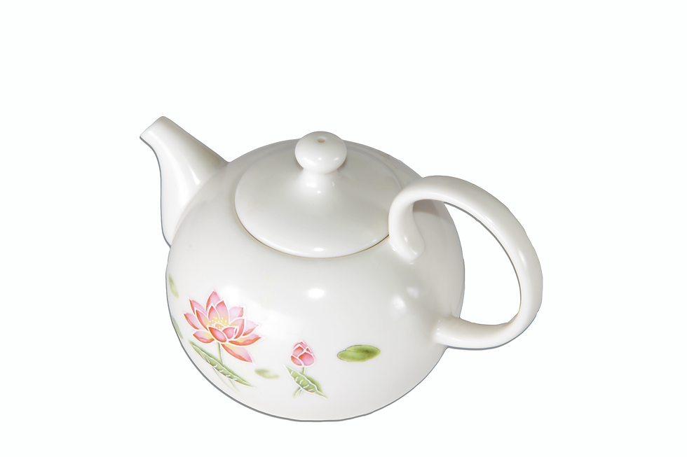Thumbnail: Pink Lotus Tea Set -  Tea Pot, Pitcher, Strainer and Six Cups