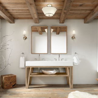 Natural wood vanity and feature ceiling - Bathroom Renovation Trends