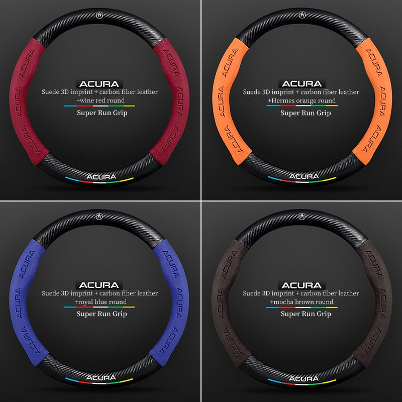 Thumbnail: Acura Car Steering Wheel Cover Carbon Fiber Suede