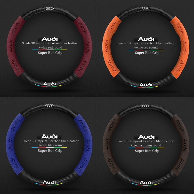 Thumbnail: Audi Car Steering Wheel Cover Carbon Fiber Suede