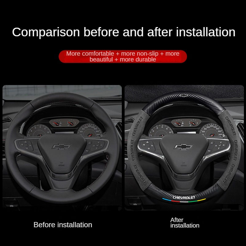Thumbnail: Chevrolet Chevy Car Steering Wheel Cover Carbon Fiber Suede