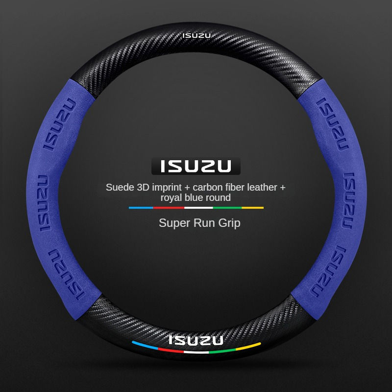 Thumbnail: Isuzu Car Steering Wheel Cover Carbon Fiber Suede