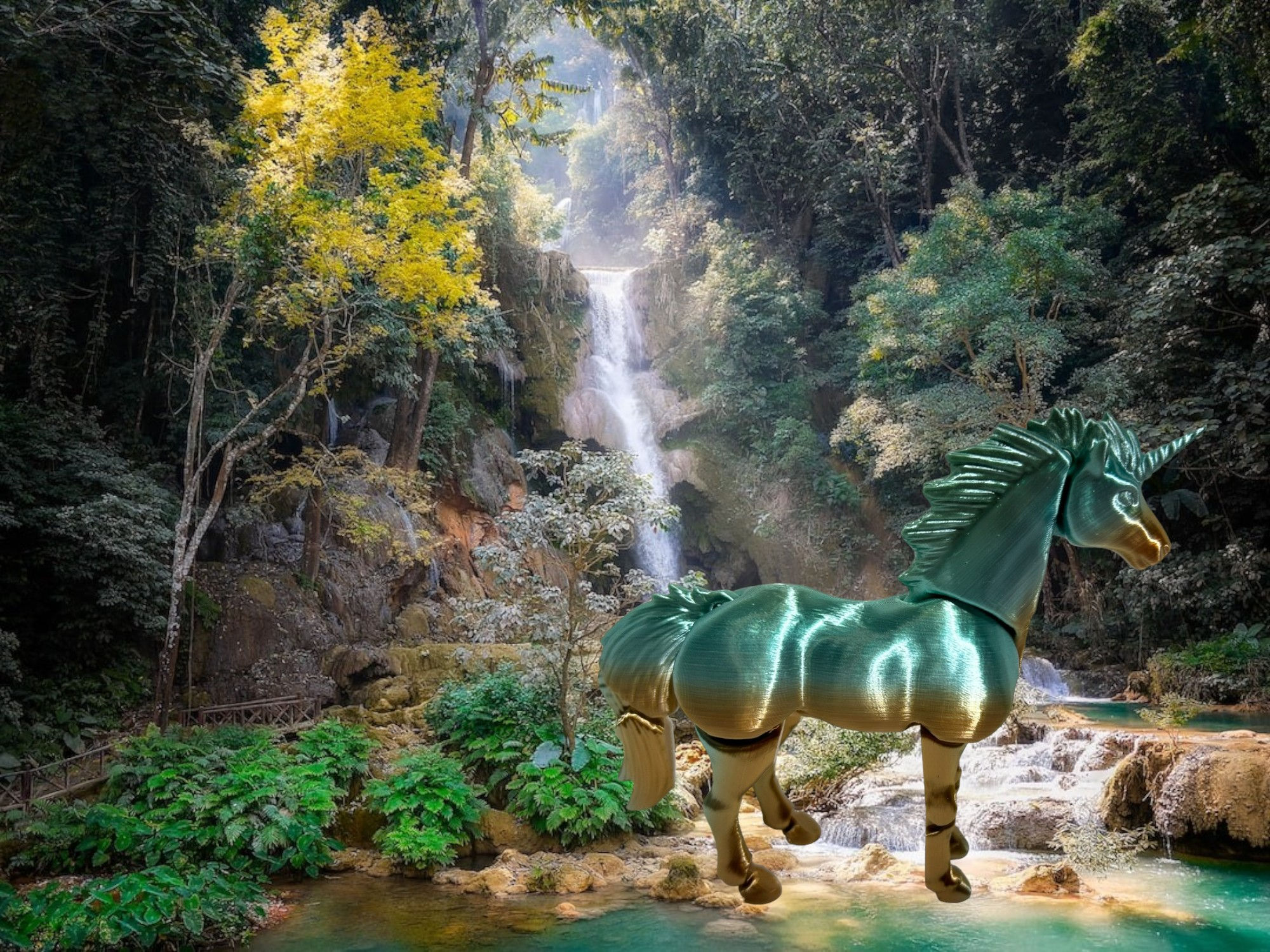 Desktop Figet Toys - Unicorn - Gold / Teal