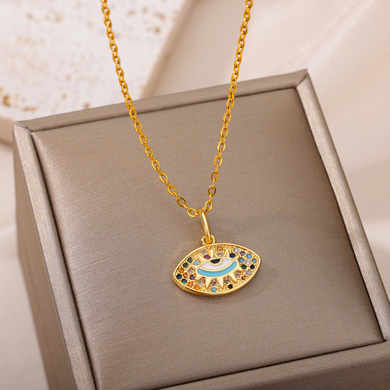 Thumbnail: Evil Eye Necklace for Women 18k Gold Plated Necklace Multicolored