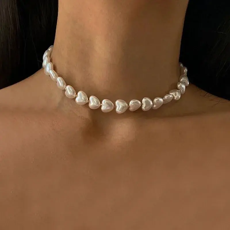 Thumbnail: Elegant Pearl Multi-Layer Necklace Minimalism Beads Gold Color Choker Necklace