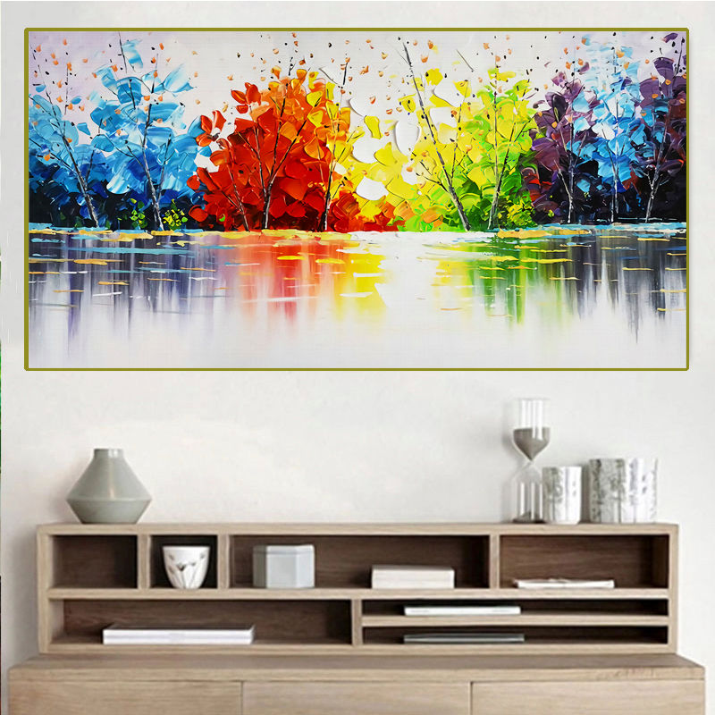 Thumbnail: Abstract Wall Art Oil Painting Canvas Print Flowers Tree  Modern