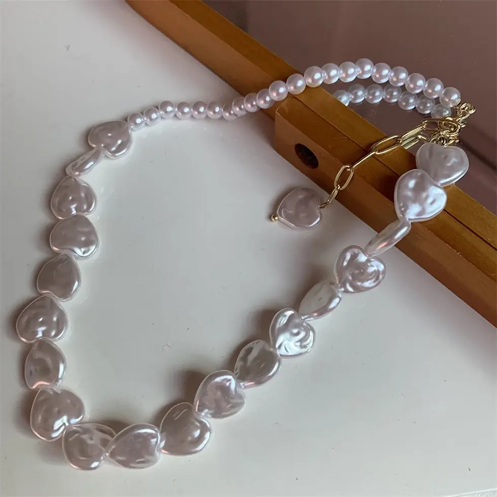 Thumbnail: Elegant Pearl Multi-Layer Necklace Minimalism Beads Gold Color Choker Necklace